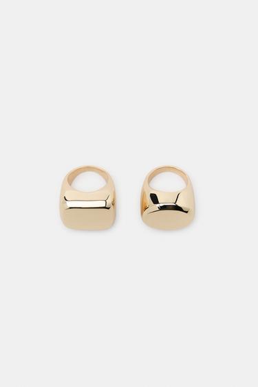 PACK OF GEOMETRIC RINGS - Golden by Zara