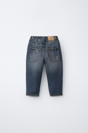 DISTRESSED STRAIGHT-LEG JEANS — Indigo 2