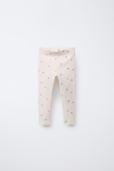 RIBBED PRINTED LEGGINGS - Ecru by Zara