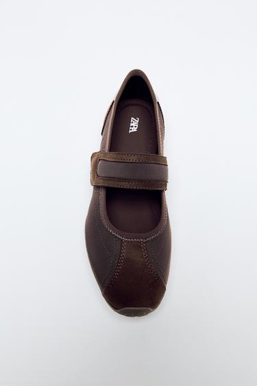 SPORTS BALLET FLATS - Brown by Zara