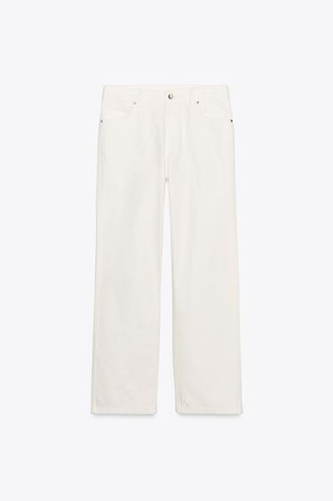 ZW COLLECTION CROPPED STRAIGHT HIGH-WAIST JEANS - Ecru by Zara