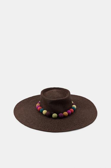 CROCHET BALL HAT - Brown by Zara
