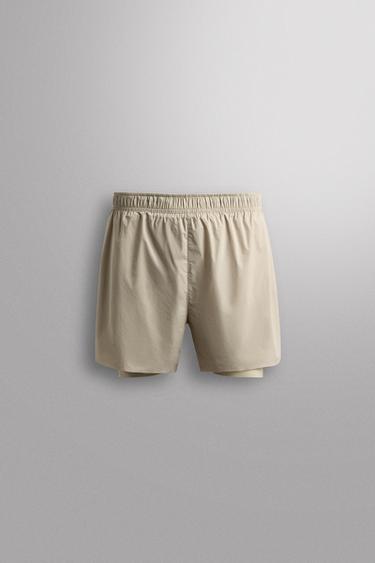 2-IN-1 RUNNING SHORTS - Grey / Beige by Zara