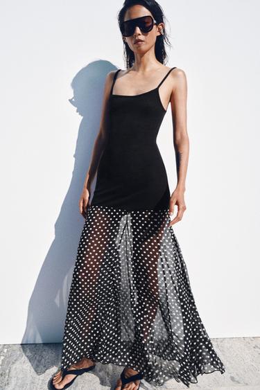 ROBE LONGUE BIMATIÈRE À POIS - Noir de Zara - Image 3