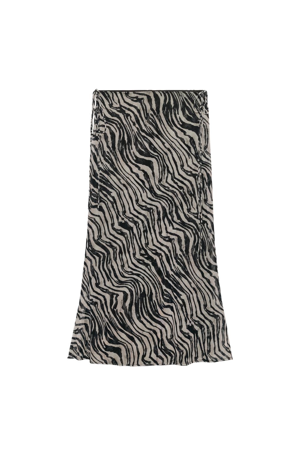 ANIMAL PRINT TIE MIDI SKIRT