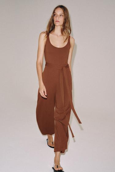 COMBINAISON HEAVY COTTON AVEC CEINTURE - Rouge orangé de Zara - Image 4