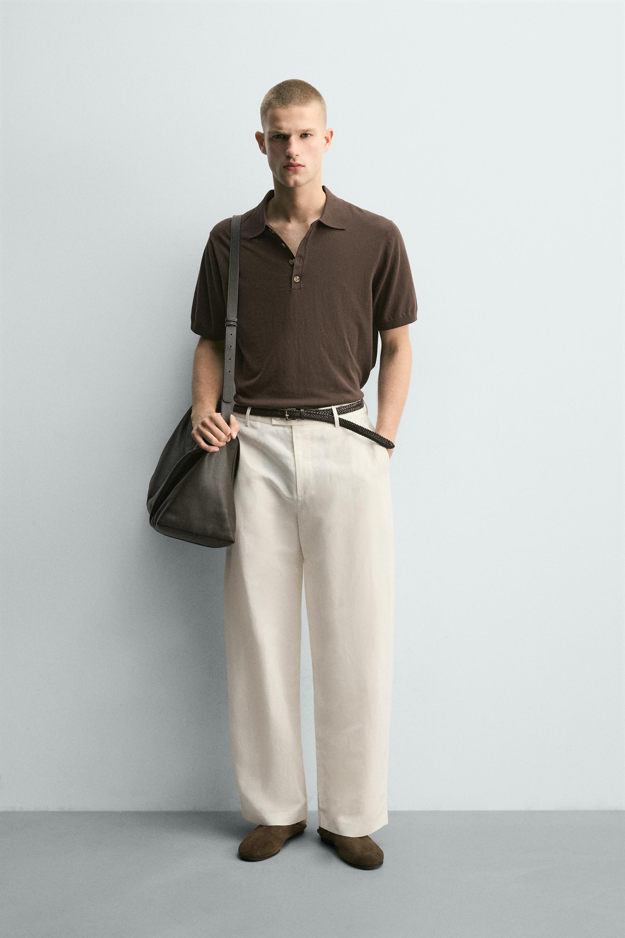 RELAXED FIT KNIT POLO - Brown | ZARA United States