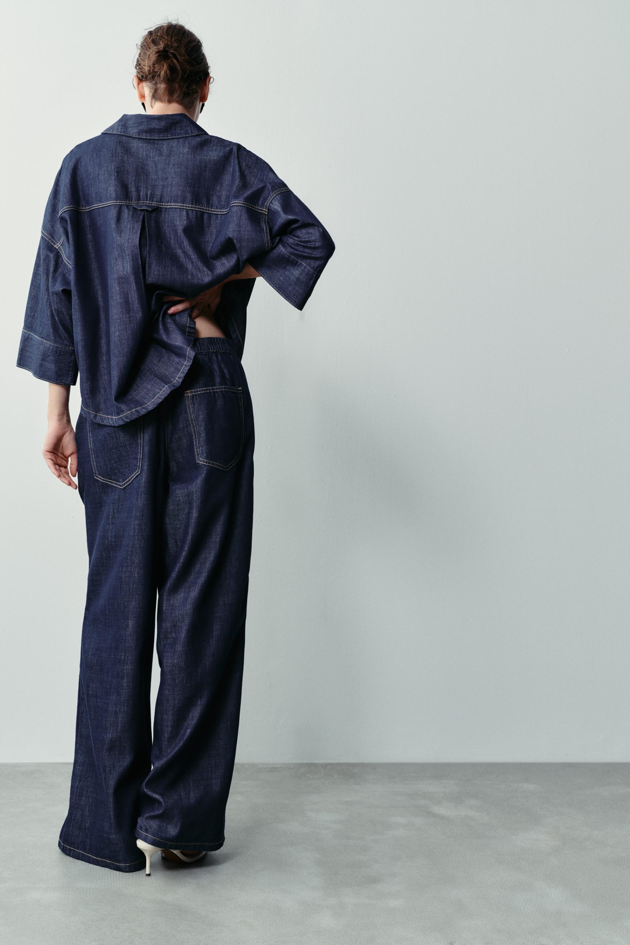Z1975 HIGH-RISE WIDE-LEG JOGGER JEANS - Blue | ZARA United States