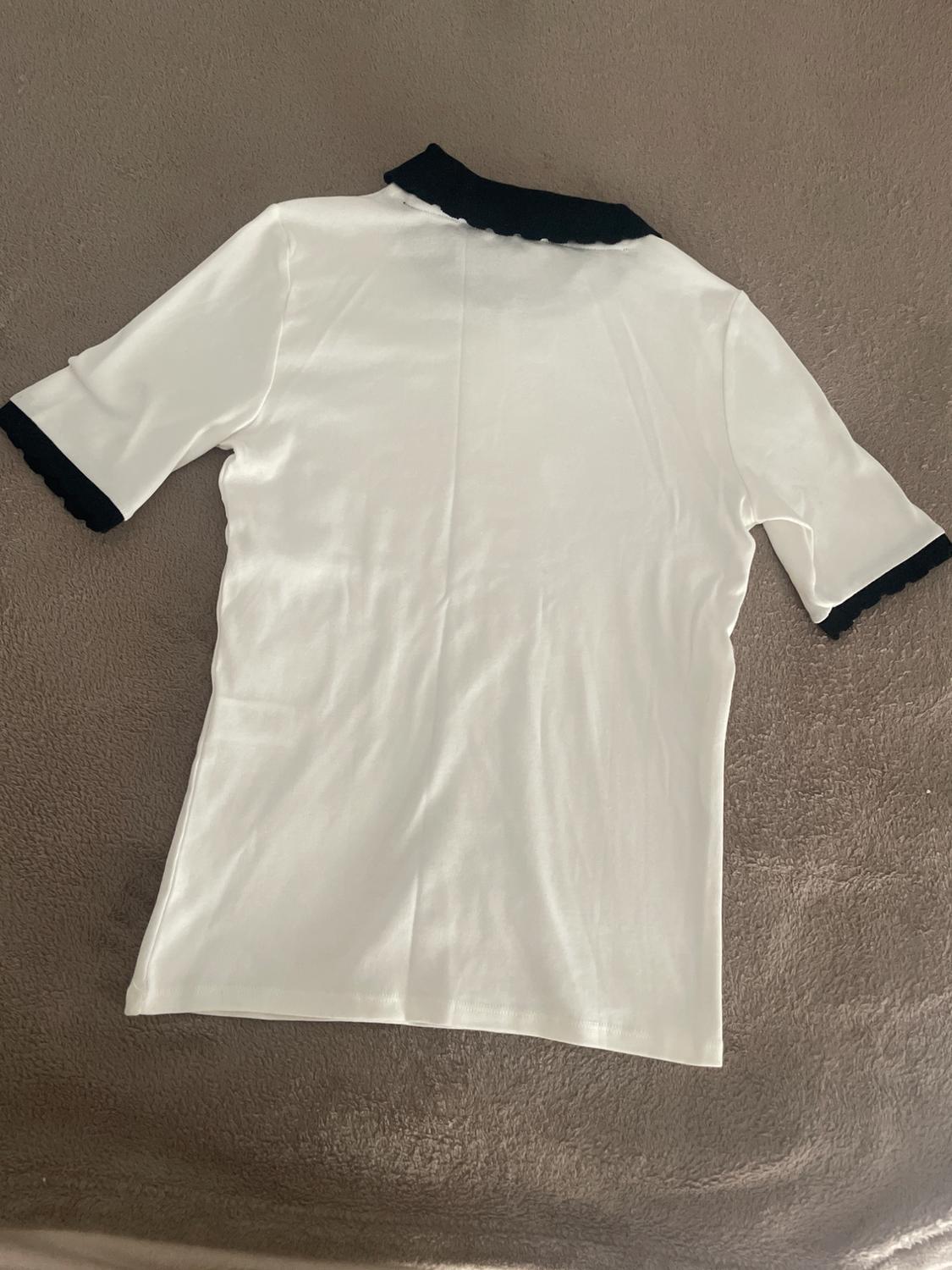 CONTRAST COLLAR T-SHIRT WITH BOW - Image 3