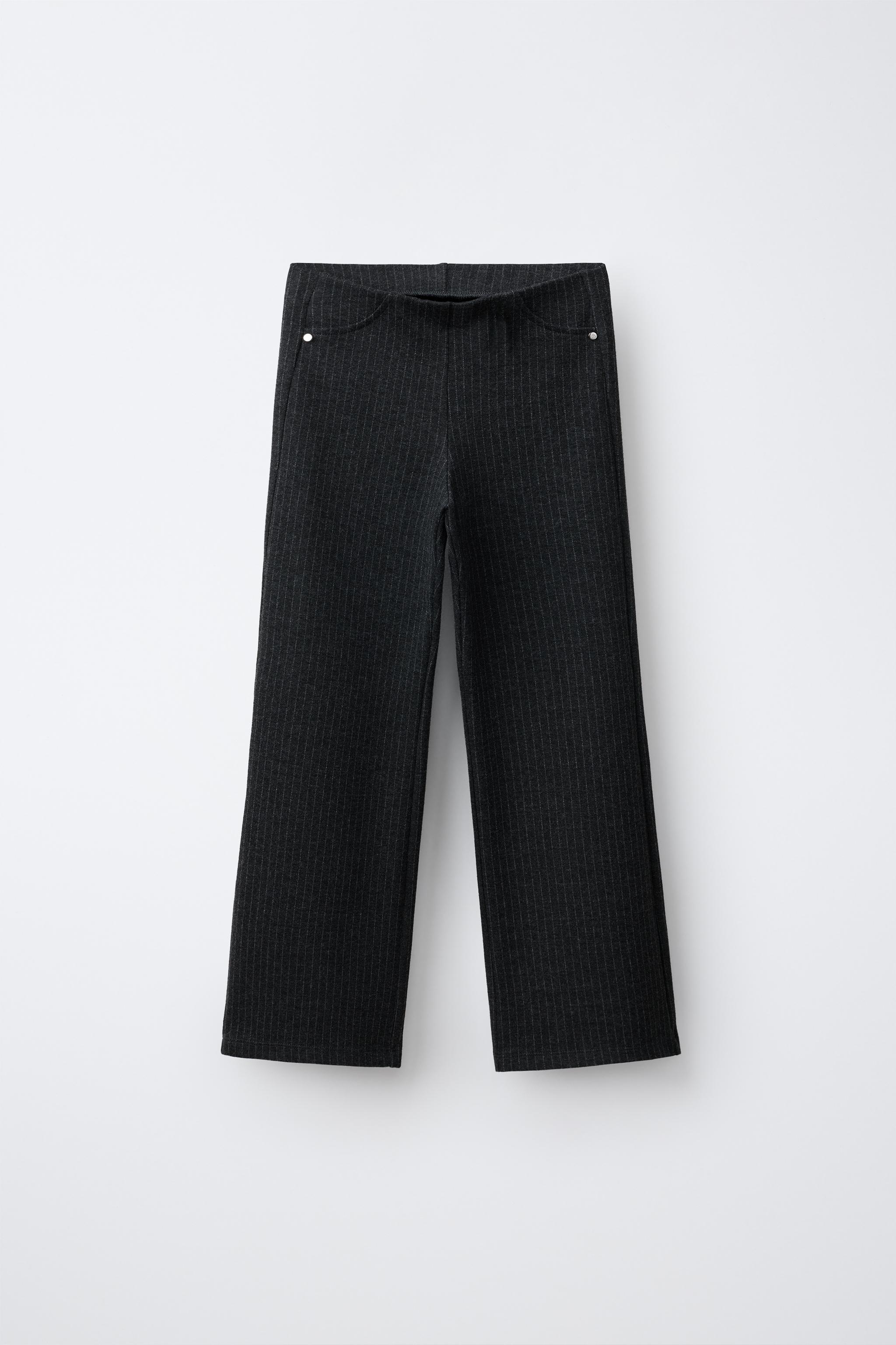 STRIPED WIDE LEG PANTS — Gray