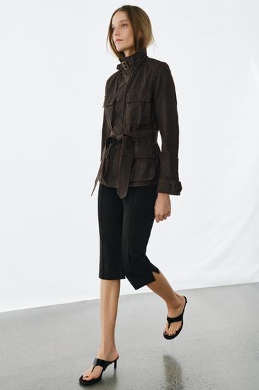 ZW COLLECTION WAXED EFFECT JACKET - Brown by Zara - Image 3