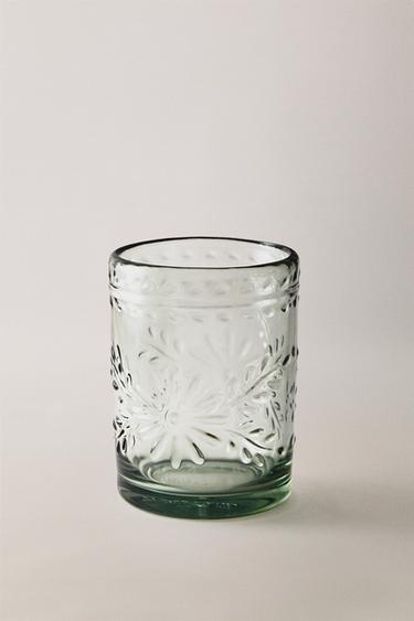 Zaras BLOMMIGT TANDBORSTGLAS I AKRYL - Grön/blå
