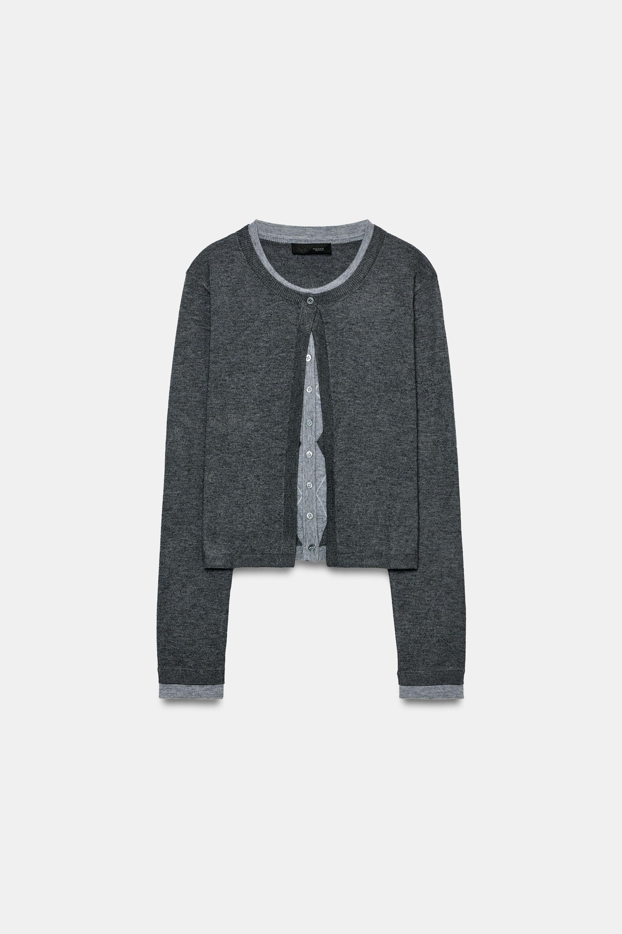 ジャケット・アウター melt the lady basic shaggy cardigan gray DOUBLE ARGYLE KNIT CARDIGAN - Greys | ZARA South Africa