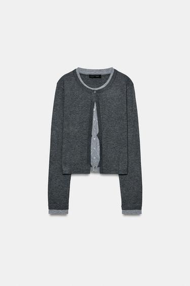 CHAQUETA PUNTO DOBLE ROMBOS - Grises de Zara - Imagen 0