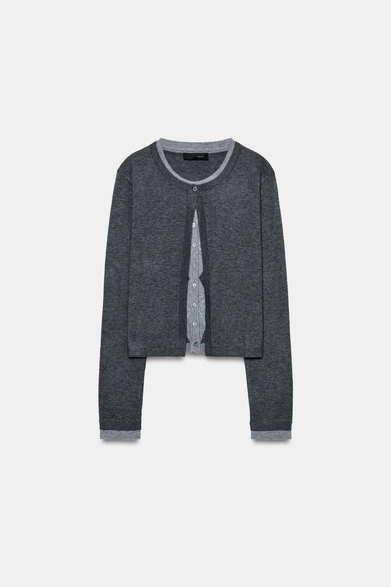 CHAQUETA PUNTO DOBLE ROMBOS - Grises de Zara - Imagen 0