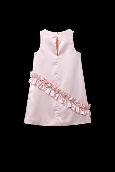 Zara SATIN EFFECT RUFFLED DRESS - Pink