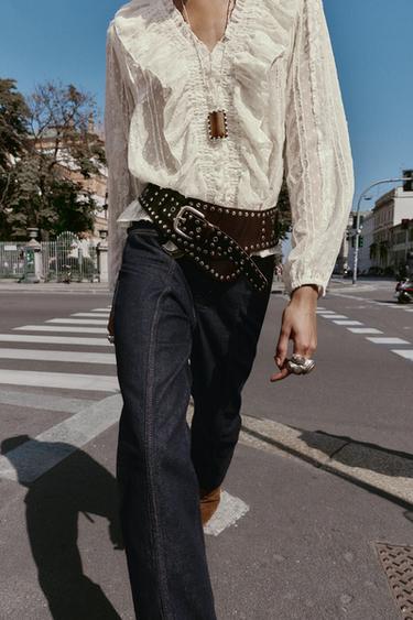 CHEMISE ROMANTIQUE EN PLUMETIS - Écru de Zara - Image 3