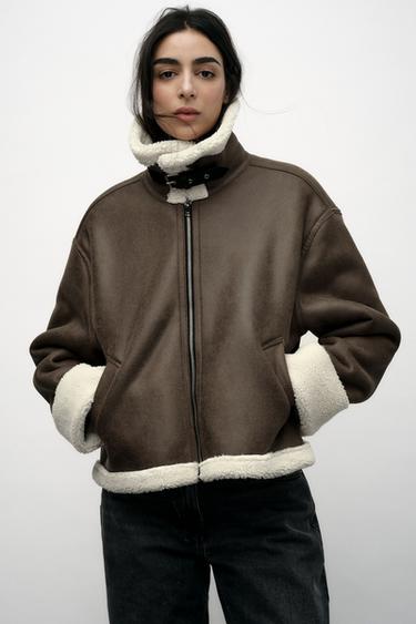 BLOUSON DOUBLE FACE - Kaki de Zara