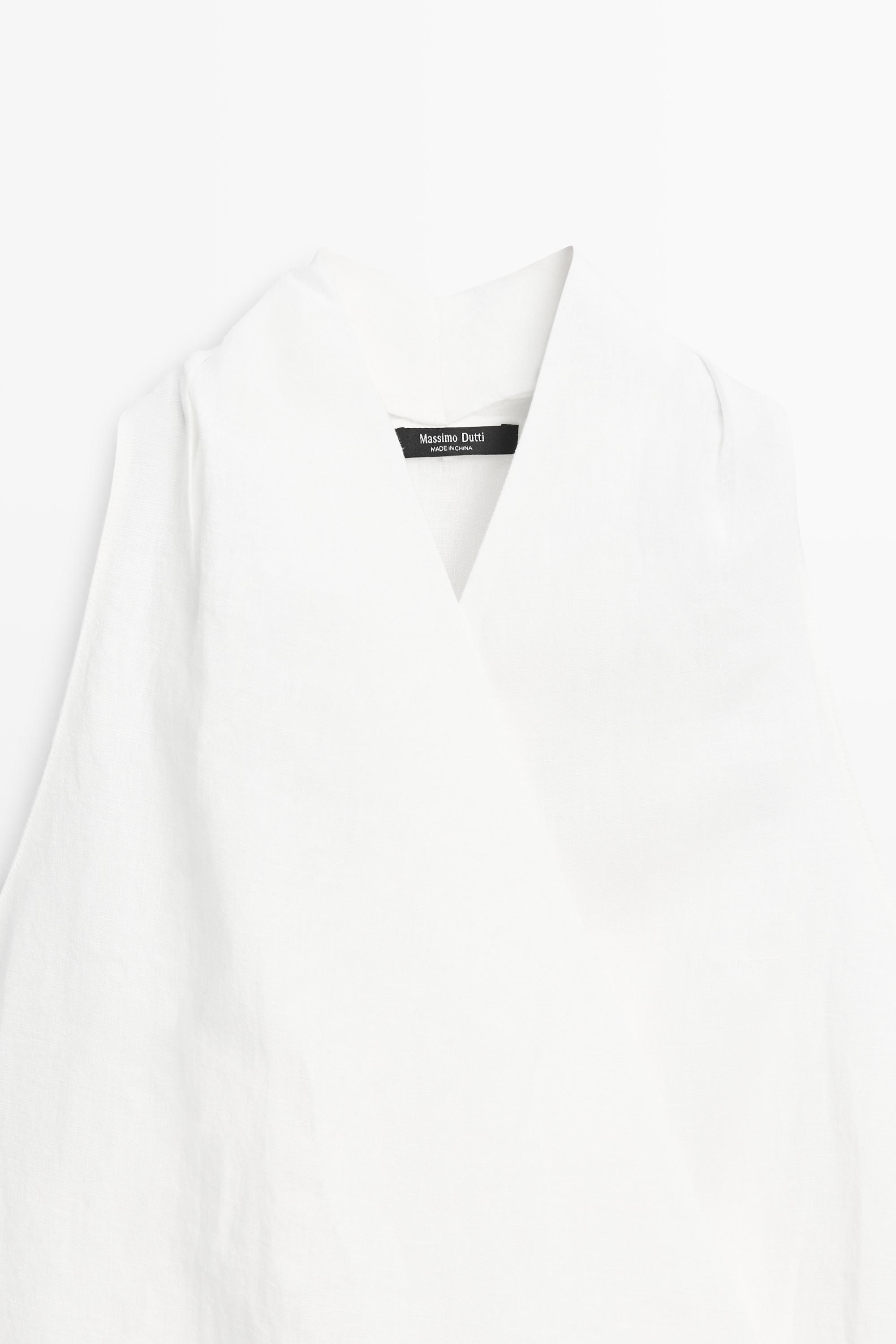 100% linen surplice top with corset belt detail