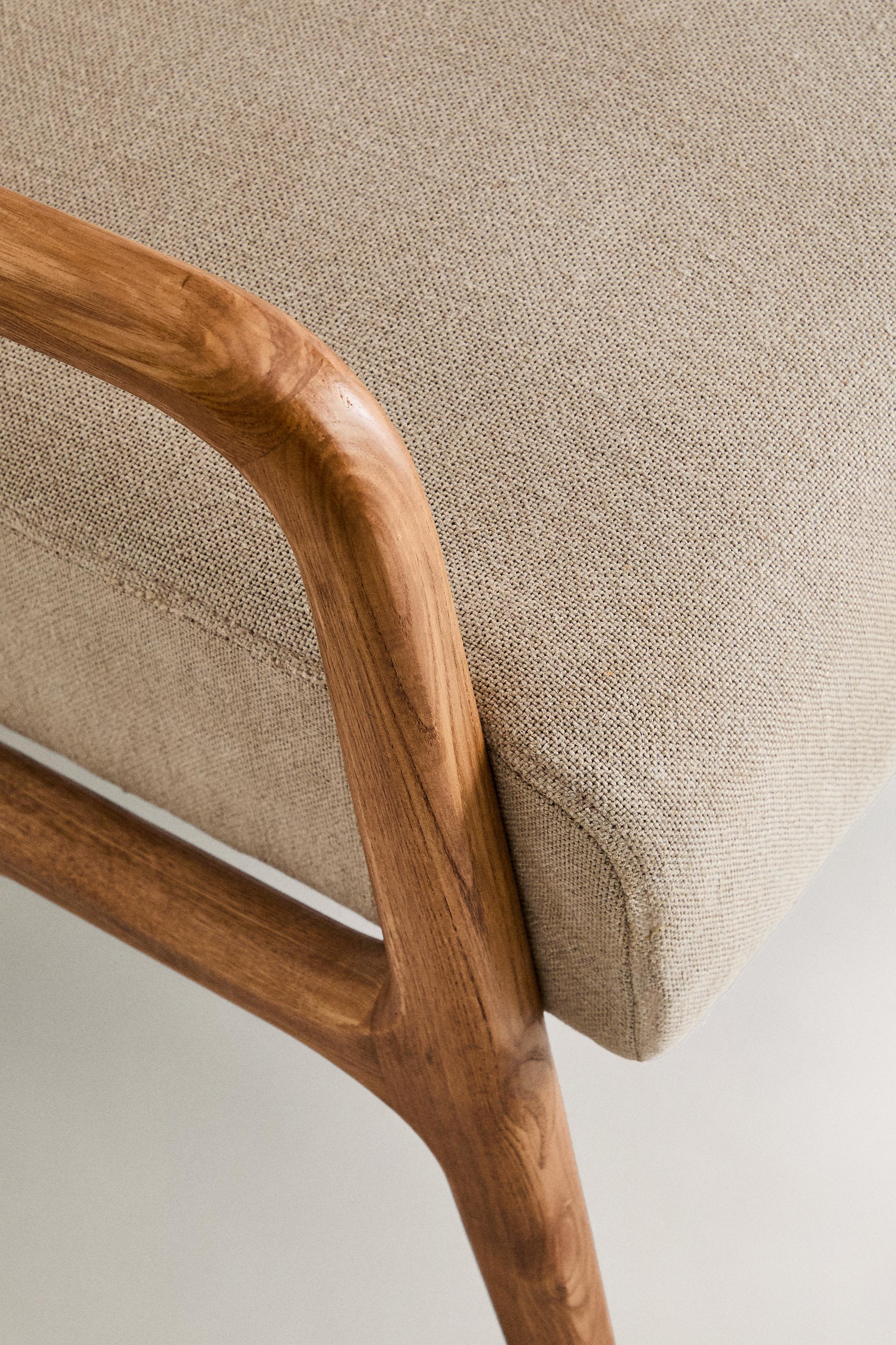 ASH WOOD AND LINEN ACCENT CHAIR - Light beige | ZARA United Kingdom