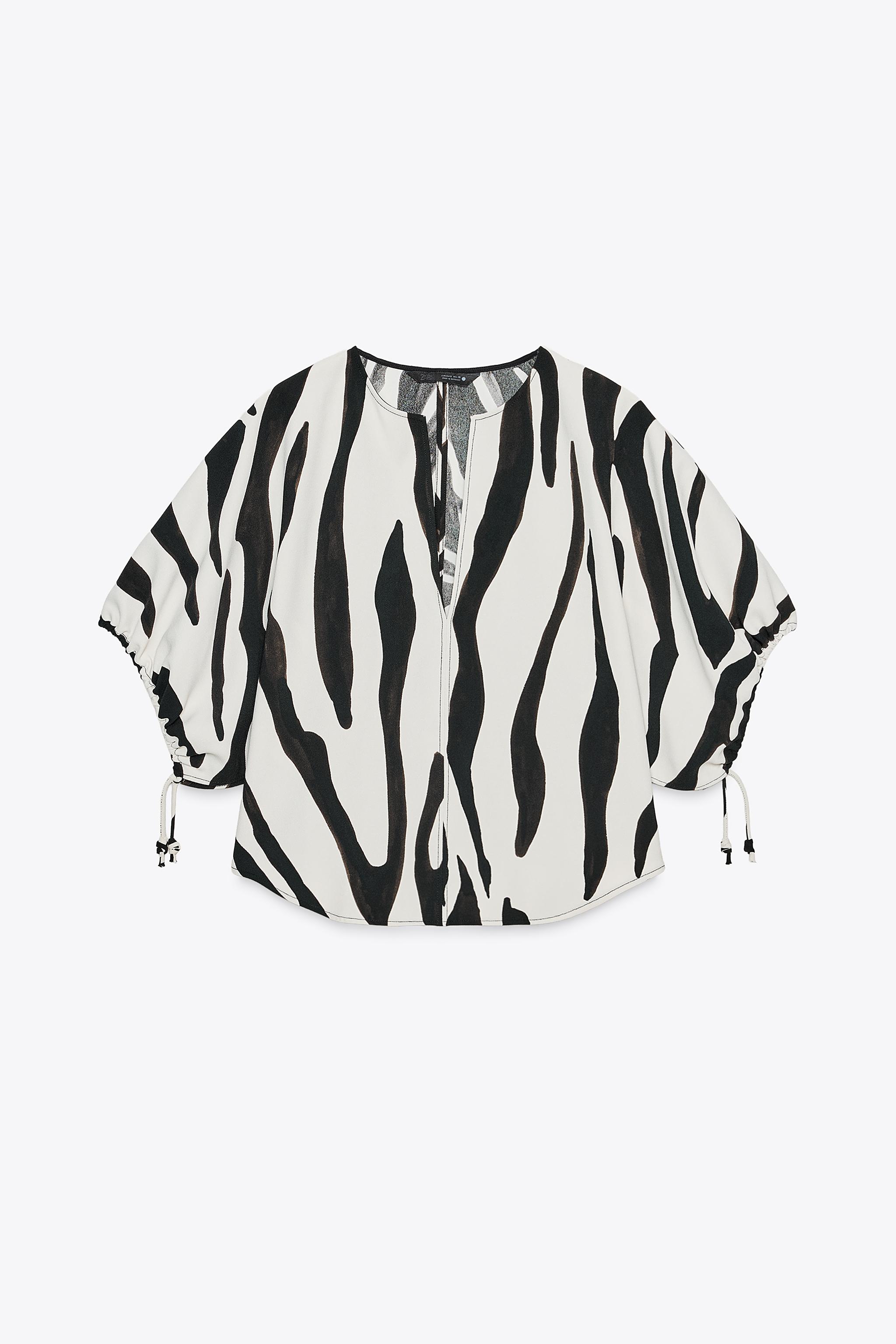 ZW COLLECTION ANIMAL PRINT TOP - Ecru / Black | ZARA United
