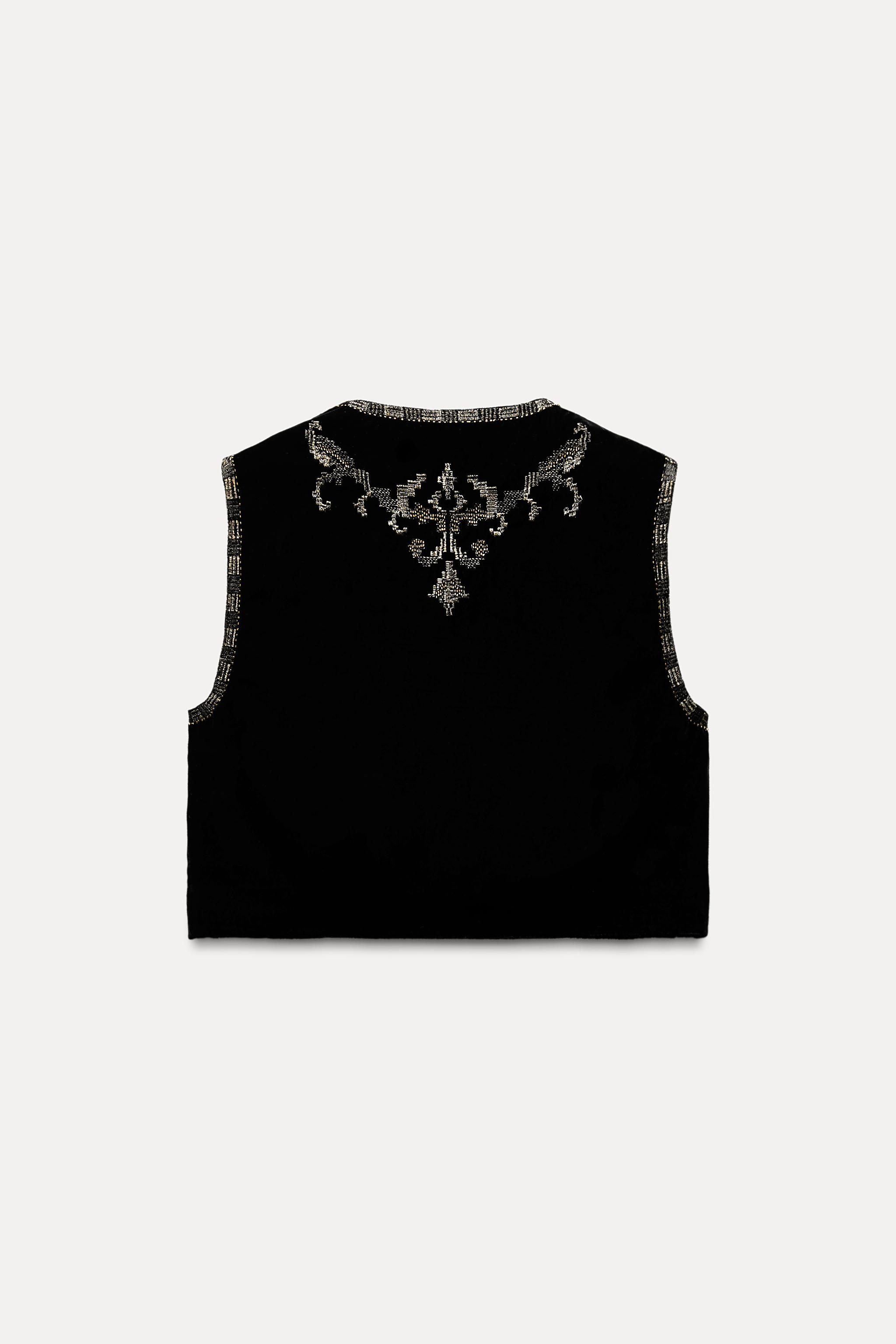 ZARA online EMBROIDERED THE DAISY VELVET VEST