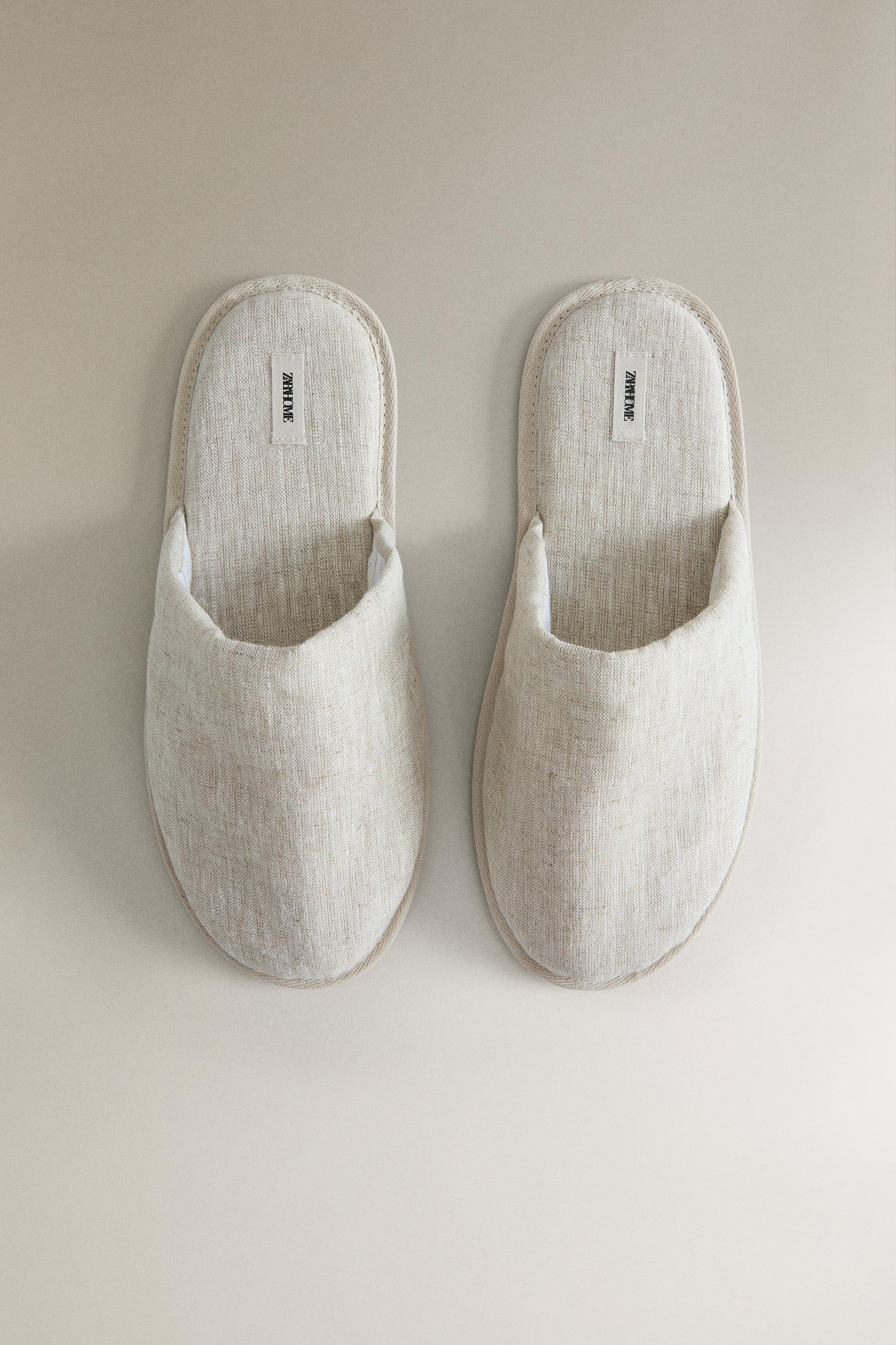 LINEN MULE SLIPPERS