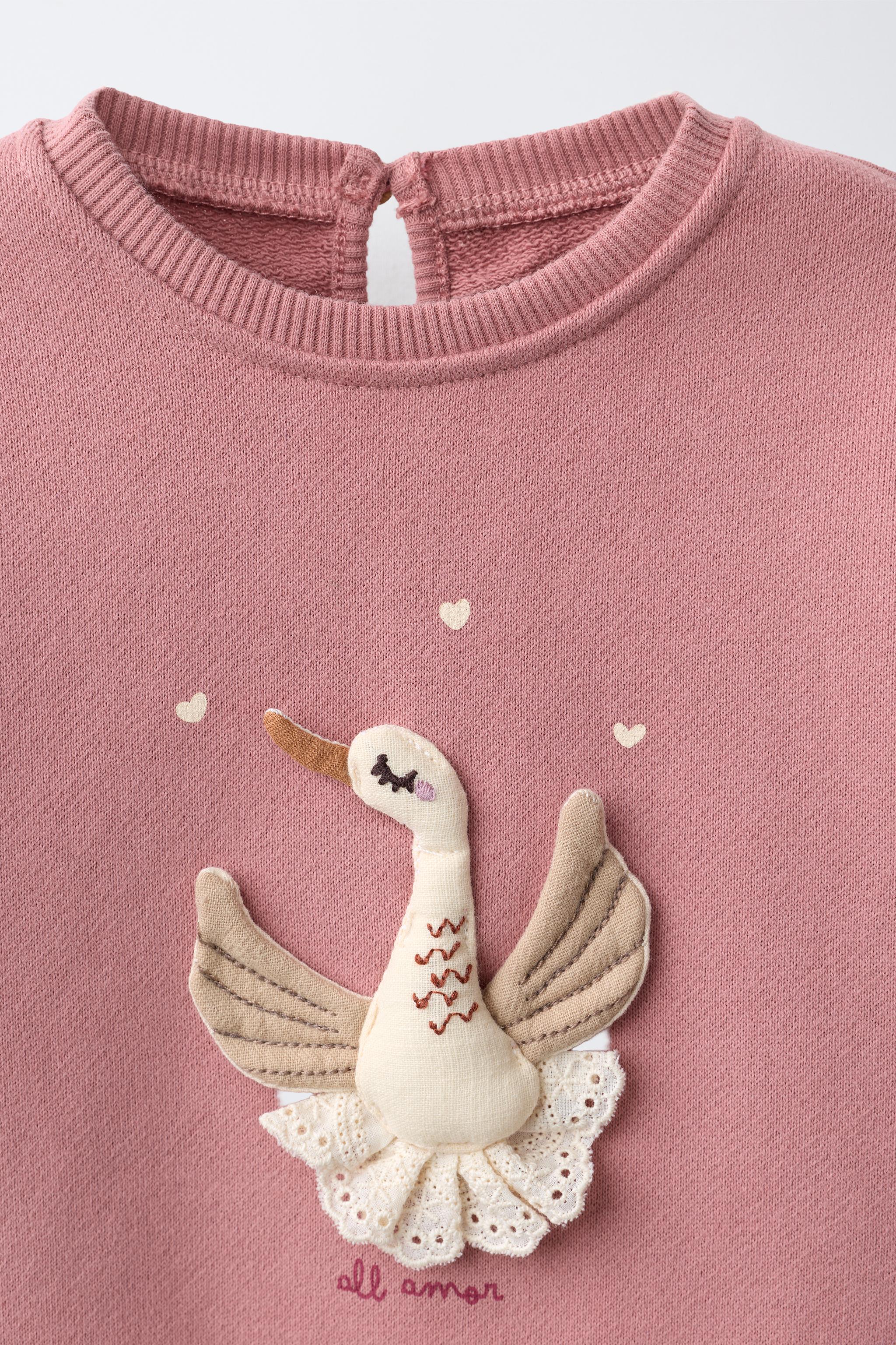 Детские худи Zara SWAN APPLIQUÉ SWEATSHIRT — фото 3