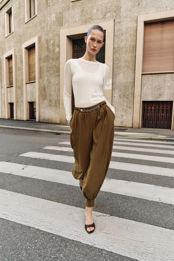 CHAIN BELT BALLOON PANTS