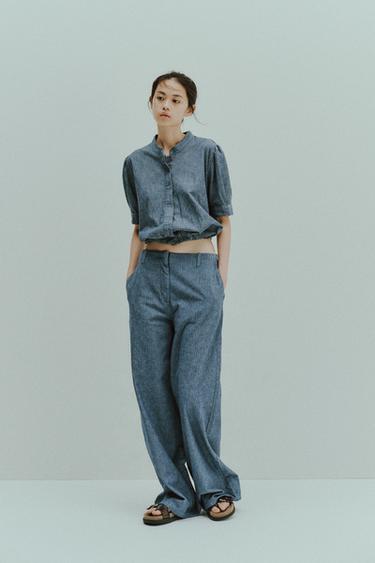 RELAXED ZW COLLECTION パンツブルーZaraのRELAXED ZW COLLECTION パンツ - ブルー 