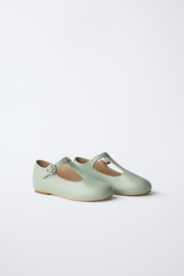 BALLERINES EN CUIR À BRIDE SALOMÉ ÉDITION LIMITÉE - Vert de Zara - Image 1