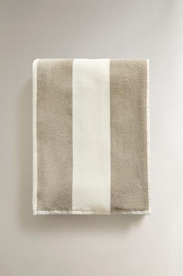 STRIPED BEACH TOWEL - Grey green by Zara - Image 1