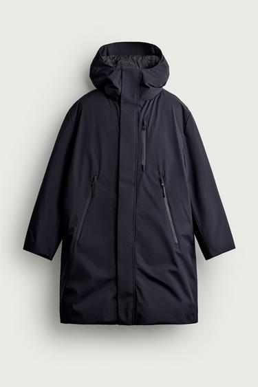 WATER-REPELLENT TECHNICAL HOODIE PARKA - Navy blue by Zara