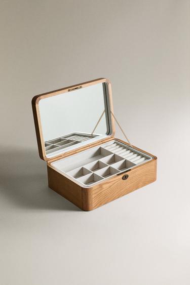 WOODEN JEWELLERY BOX WITH MIRROR - Brown by Zara - Image 1