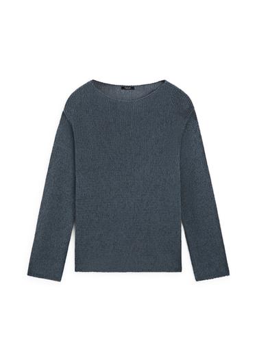 Zara Cotton blend cutwork sweater - Duck blue
