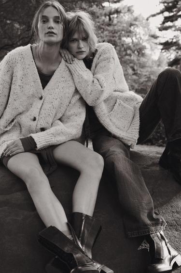 PINCHITA OVERSIZED KNIT CARDIGAN - Sand / Marl by Zara - Image 4