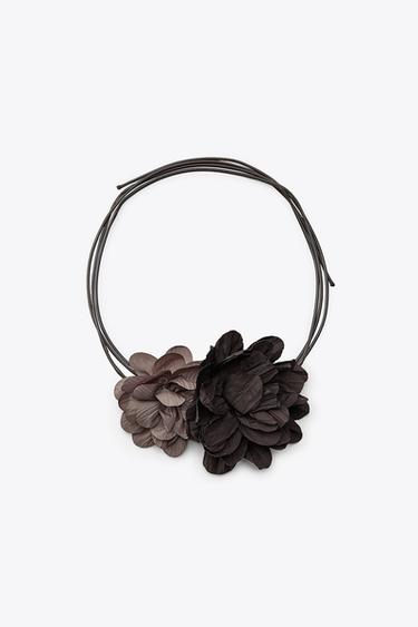 NECK FLOWERS WITH CORD - Brown by Zara