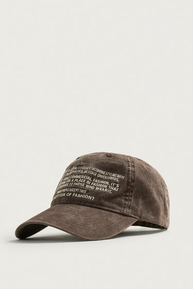 CASQUETTE DÉLAVÉE À INSCRIPTION BRODÉE - Marron de Zara