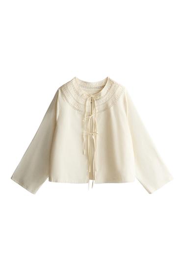 CAMISA COM GOLA COM PREGAS - Cru da Zara