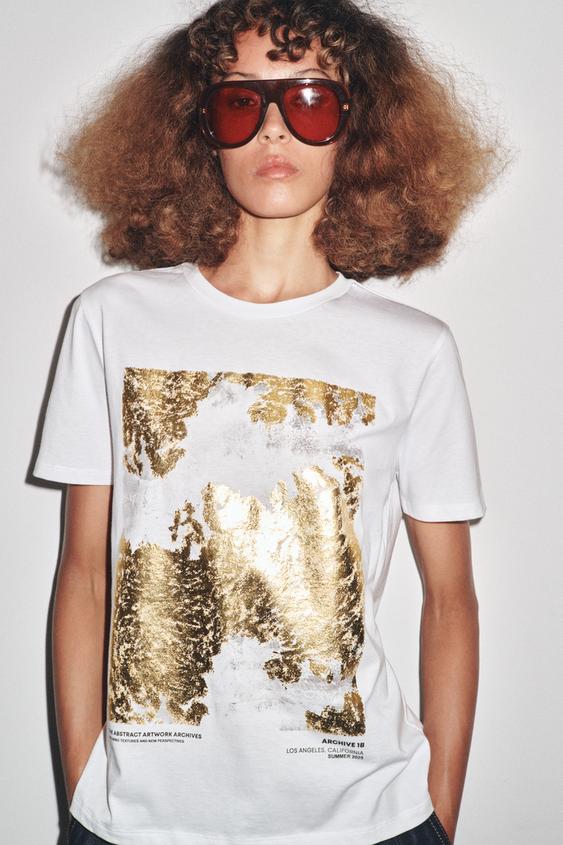 METALLIC PRINT T-SHIRT