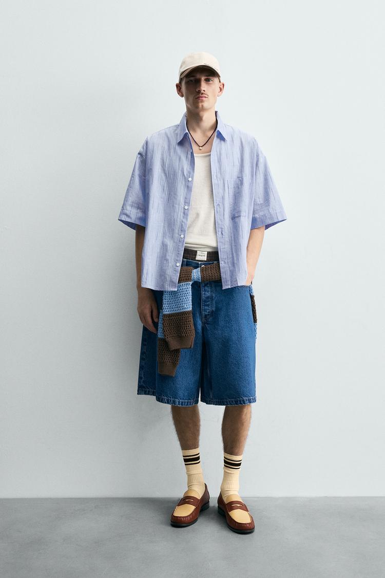 RELAXED FIT CONTRAST SHIRT Blue/White ZARA Australia