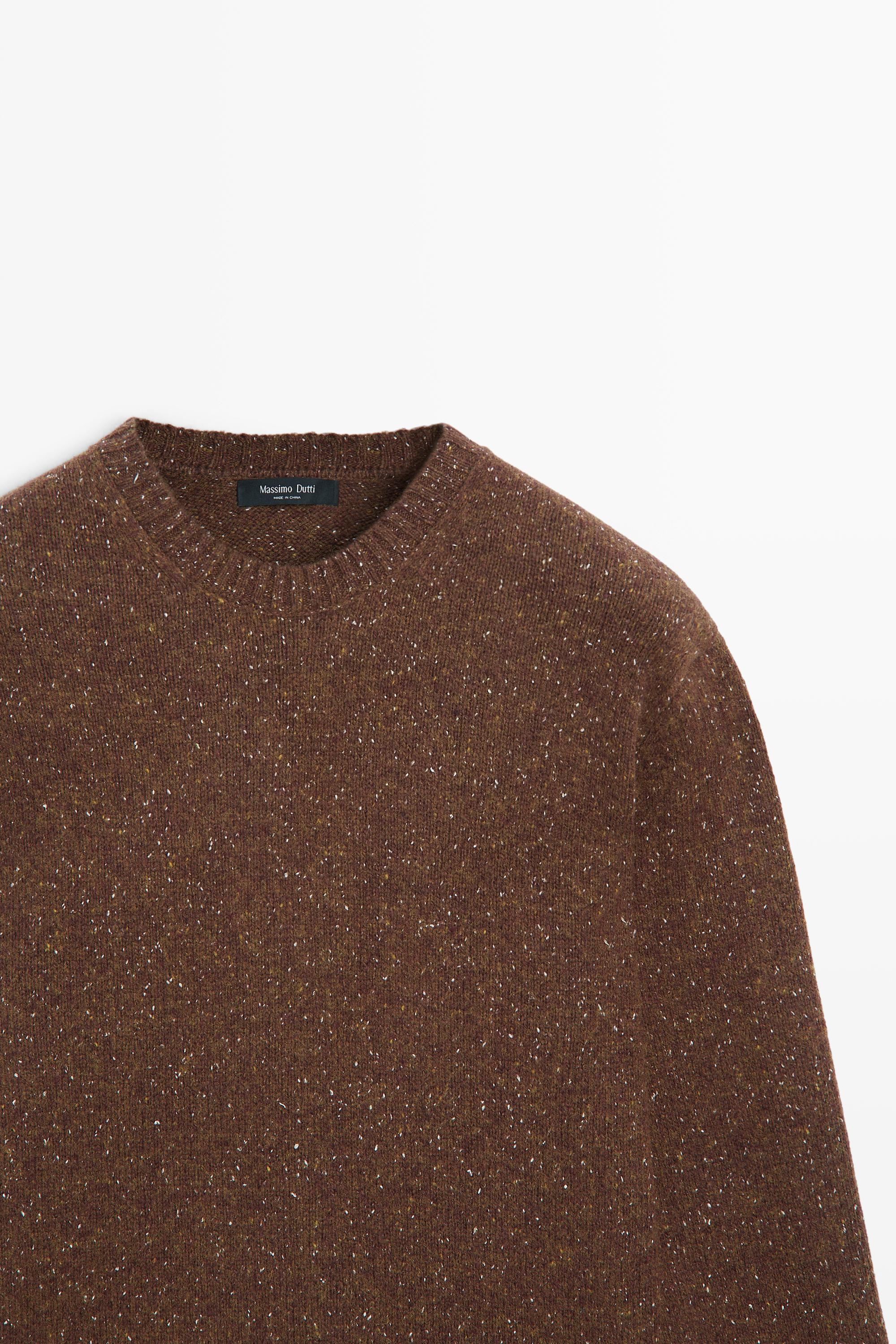 Flecked wool-blend knit sweater