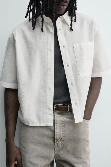 CHEMISE COUPE BOXY À POCHE - Blanc de Zara - Image 5