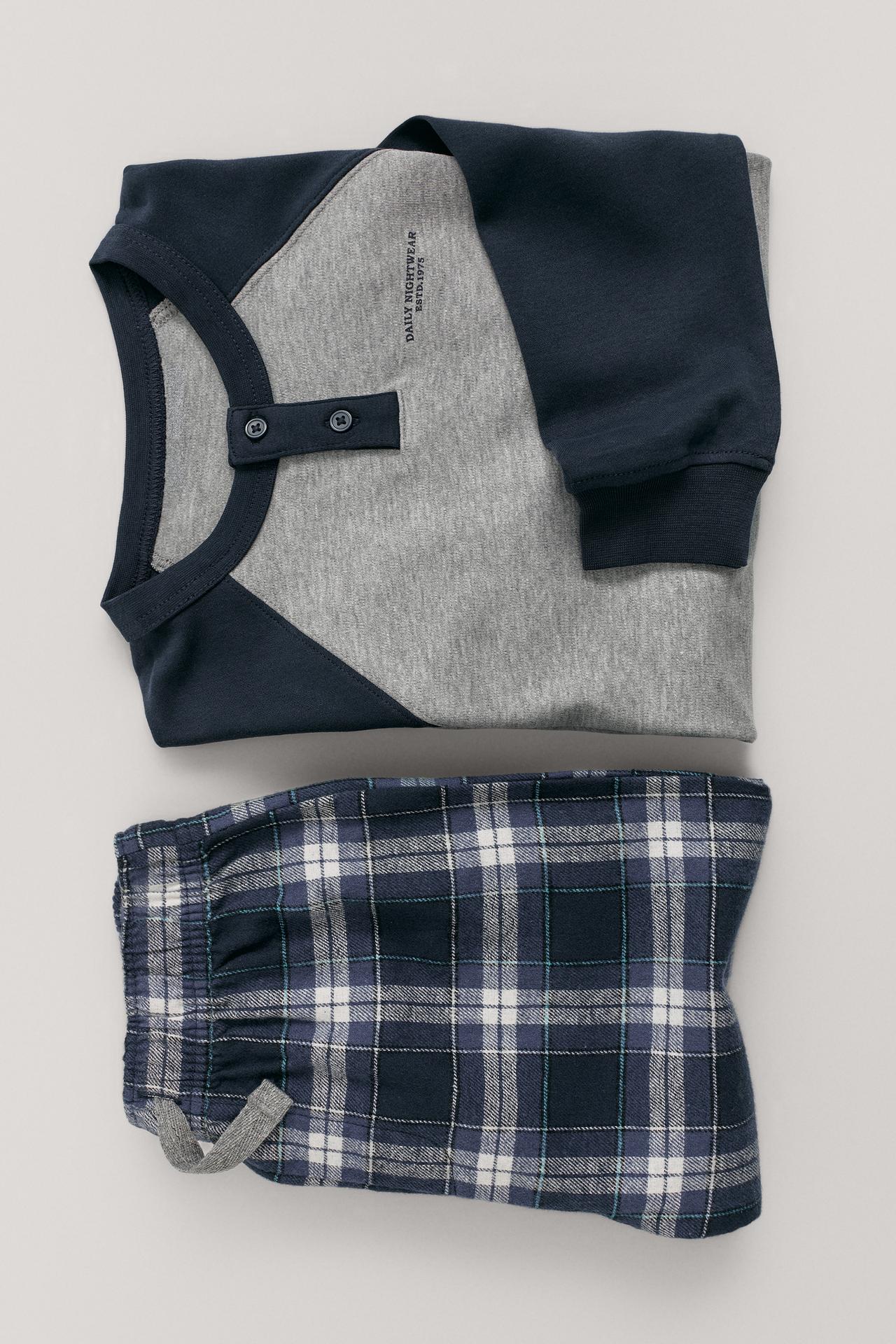 6-14 YEARS/ CHECK PRINT PYJAMAS — Blue