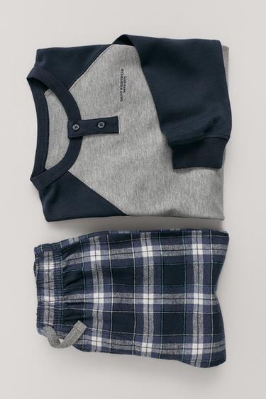 6-14 YEARS/ CHECK PRINT PYJAMAS — Blue 1