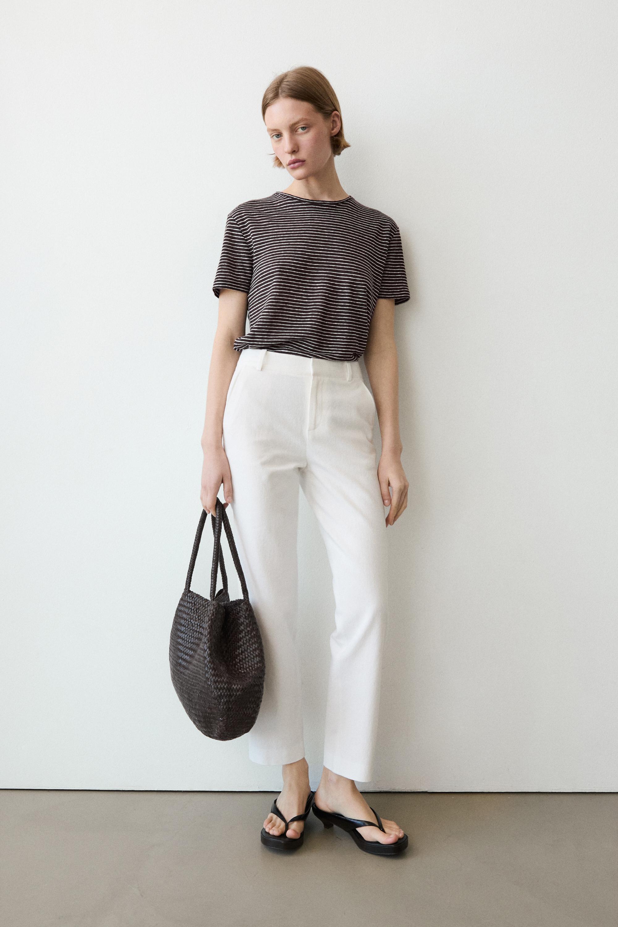 Slim fit linen blend trousers