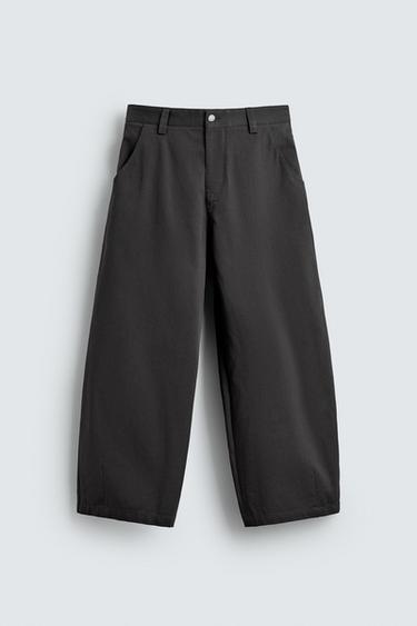Zara ŠIROKE PANTALONE KRATKOG KROJA – Antracit siva