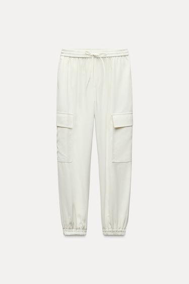 PANTALÓN CARGO CINTURA ELÁSTICA - crudo-blanco de Zara