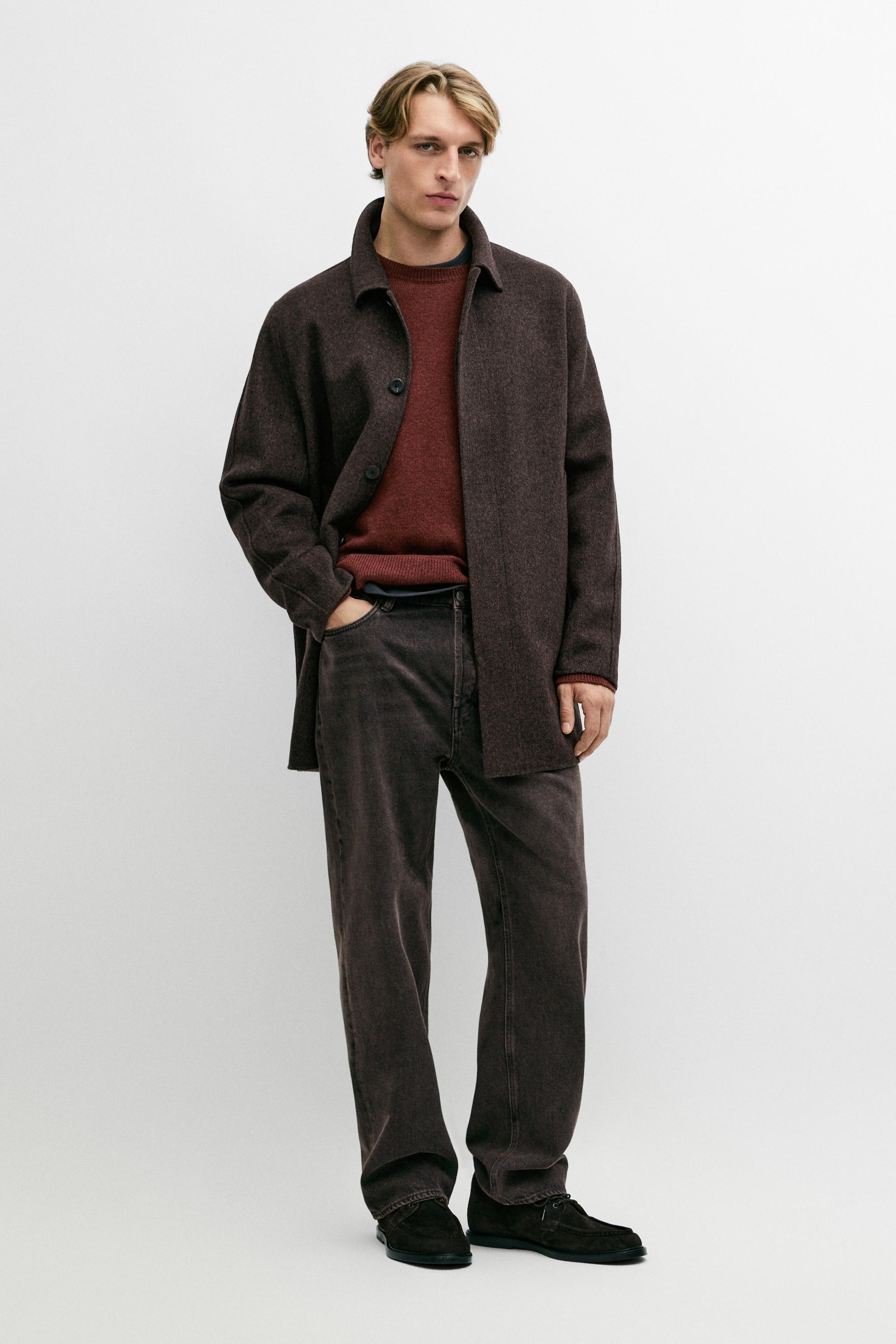 Short double-faced wool blend coat