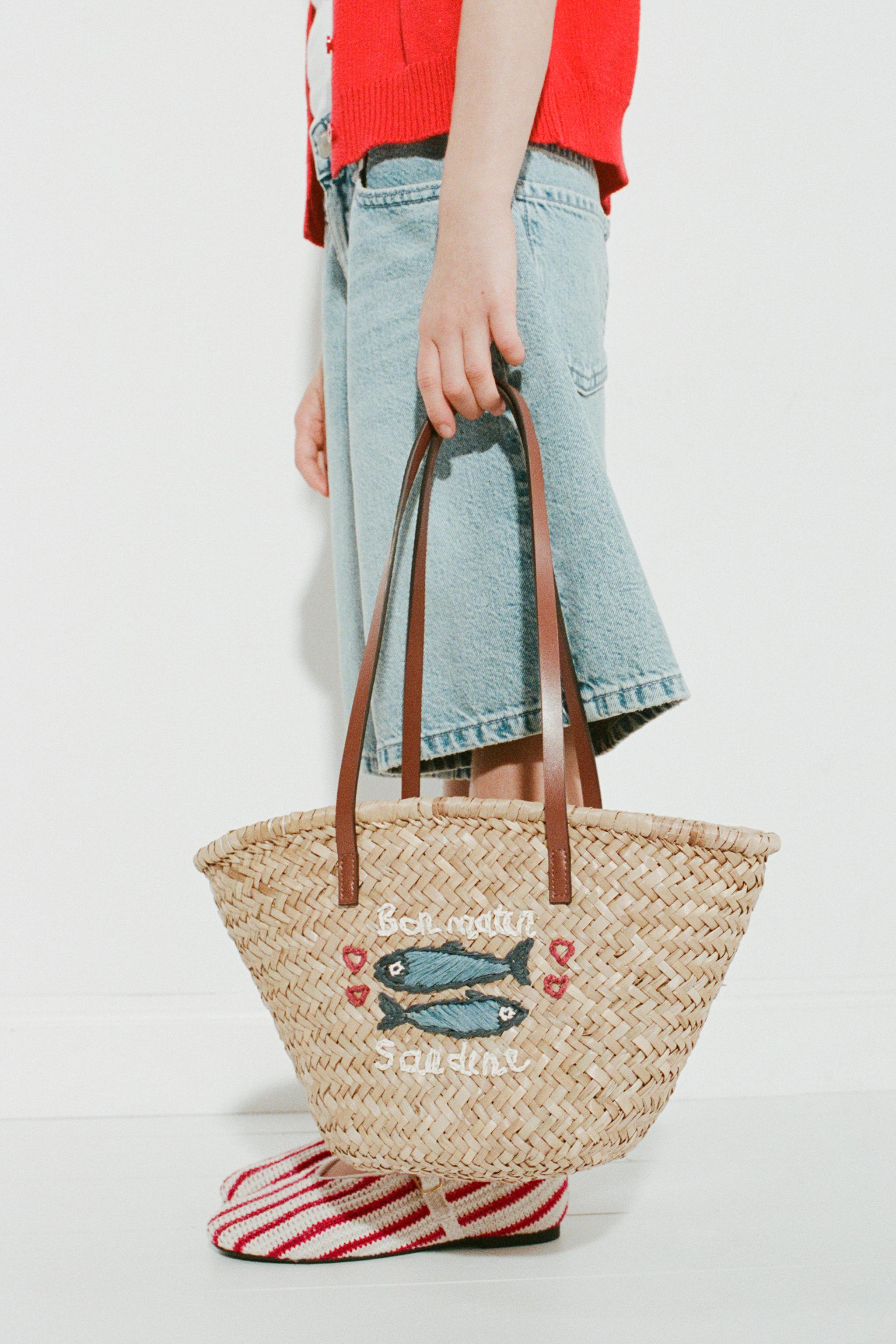 SAC SHOPPER EN RAFFIA POISSONS